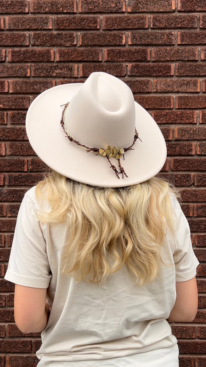 Cream + Barbed Wire Wide Brim Hat