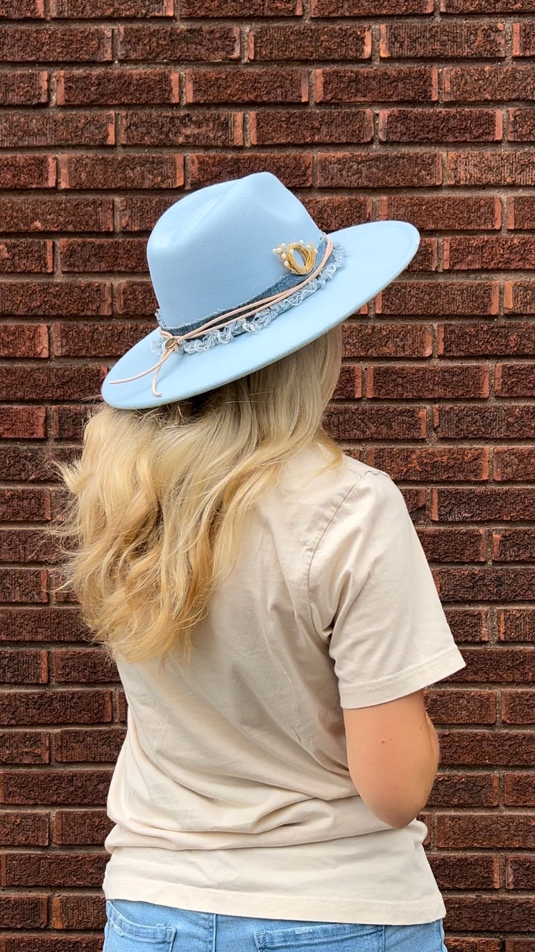 Baby Blue Wide Brim Hat