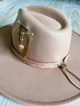 Load image into Gallery viewer, Tan + Tooled Wide Brim Hat
