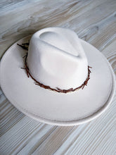 Load image into Gallery viewer, Cream + Barbed Wire Wide Brim Hat
